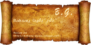 Baksay Győző névjegykártya